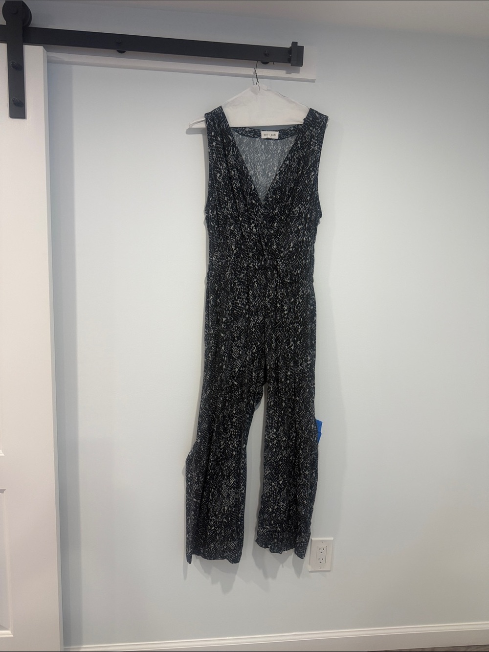 Bella Dahl Black & White Speckled Sleeveless Wrap Jumpsuit